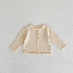 Baby Girl Hollow-out Pattern Round Collar Knitting Cardigan Wholesale