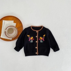 Baby Girl Fruit Embroidery Knitting Cardigan Wholesale
