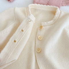 Baby Girl Hollow-out Pattern Round Collar Knitting Cardigan Wholesale