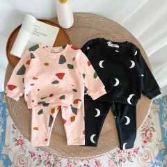Infant Baby Girl Autumn Cotton Top Combo Long Pants Pajamas Sets Wholesale