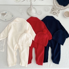 Infant Baby Unisex Knitting Jumpsuit Combo Hat In Sets Wholesale