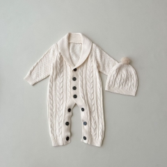 Infant Baby Unisex Knitting Jumpsuit Combo Hat In Sets Wholesale