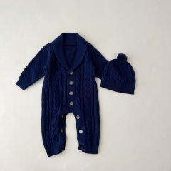 Infant Baby Unisex Knitting Jumpsuit Combo Hat In Sets Wholesale