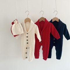 Infant Baby Unisex Knitting Jumpsuit Combo Hat In Sets Wholesale