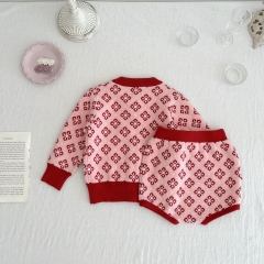 Infant Baby Jacquard Floral Long-sleeved Coat Combo Short Pants In Sets Wholesale