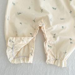Infant Baby Girls Floral Print & Floral Collar Design Long-sleeved Jumpsuit Wholesale