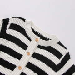 Infant Baby Classic Black & White Strips Top Combo Short Pants In Sets Wholesale