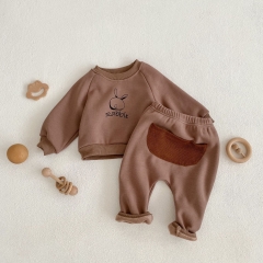 Infant Baby Unisex Lovely Cartoon Rabbit Velvet-in Top Combo Pants In Winter Wholesale