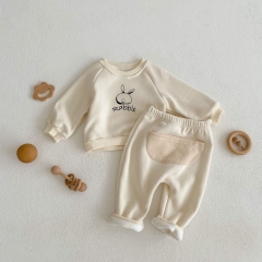 Infant Baby Unisex Lovely Cartoon Rabbit Velvet-in Top Combo Pants In Winter Wholesale