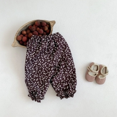 Infant Baby Girl Little Floral Print Velvet-in Pants In Winter Wholesale