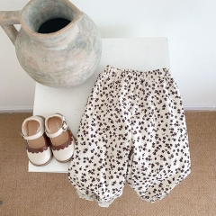 Infant Baby Girl Little Floral Print Velvet-in Pants In Winter Wholesale