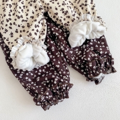 Infant Baby Girl Little Floral Print Velvet-in Pants In Winter Wholesale