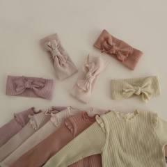 Infant Baby Girls & Boys Long Sleeve Top & Shorts In Spring Auutmn Winter Home Wear Sets With Headband Wholesale