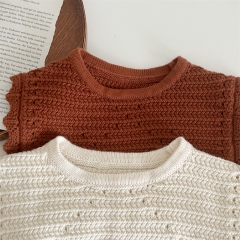 Infant Baby Girls Hollow-out Round Collar Knitting Vest Wholesale
