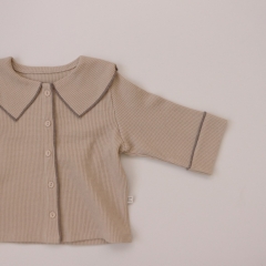 Infant Baby Girls Waffle Solid Long-sleeved Pajamas Sets Wholesale