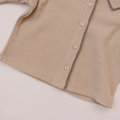 Infant Baby Girls Waffle Solid Long-sleeved Pajamas Sets Wholesale