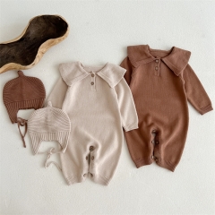 Infant Baby Girls 2 pieces Knitting Long Romper with Hat In Sets Wholesale