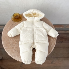 Infant Baby White Duck Down Hoodie Romper In Winter Wholesale