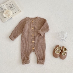 Infant Baby Boys Solid Button Front Long Jumpsuit Wholesale