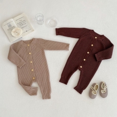Infant Baby Boys Solid Button Front Long Jumpsuit Wholesale