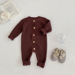 Infant Baby Boys Solid Button Front Long Jumpsuit Wholesale