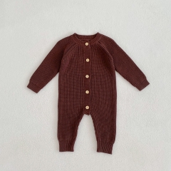 Infant Baby Boys Solid Button Front Long Jumpsuit Wholesale