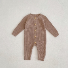 Infant Baby Boys Solid Button Front Long Jumpsuit Wholesale