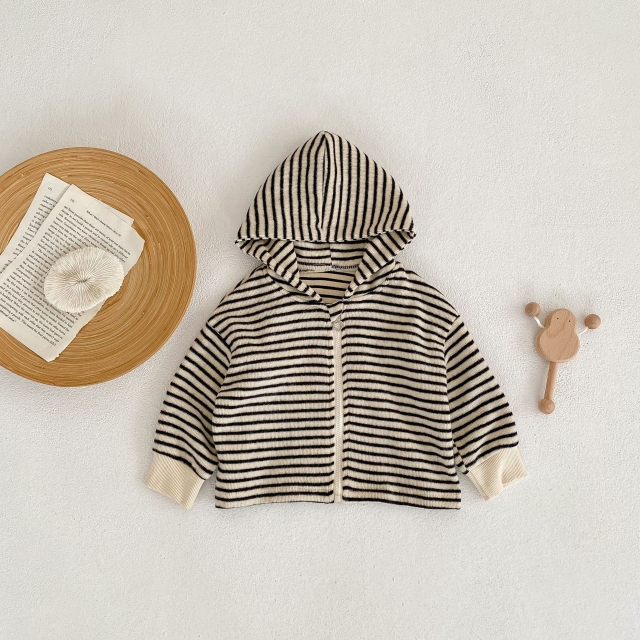 2023 Spring Strips Hoodie Coat Wholesale