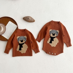 Infant Baby Unisex Bear Pattern Knitting Romper Top Sweater Wholesale
