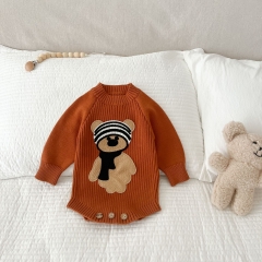 Infant Baby Unisex Bear Pattern Knitting Romper Top Sweater Wholesale