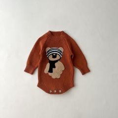 Infant Baby Unisex Bear Pattern Knitting Romper Top Sweater Wholesale
