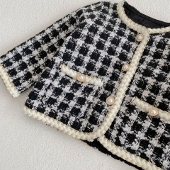 2023 New Arrival Tweed Plaid Coat Combo Short Pants In Sets Wholesale