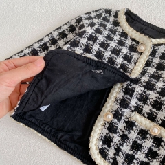 2023 New Arrival Tweed Plaid Coat Combo Short Pants In Sets Wholesale