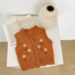 infant baby girls embroidered floral vest wholesale