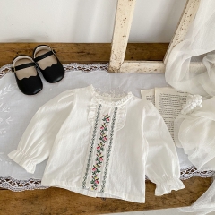 Infant Baby Girls Floral Print Overalls Combo Long-sleeved Simpfy Shirt In Sets Wholesale