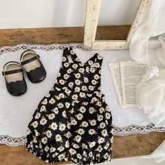Infant Baby Girls Floral Print Overalls Combo Long-sleeved Simpfy Shirt In Sets Wholesale