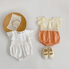 Infant Girl 2pcs Hollow Carved Design Sleeveless Cute Onesies In Summer Wholesale