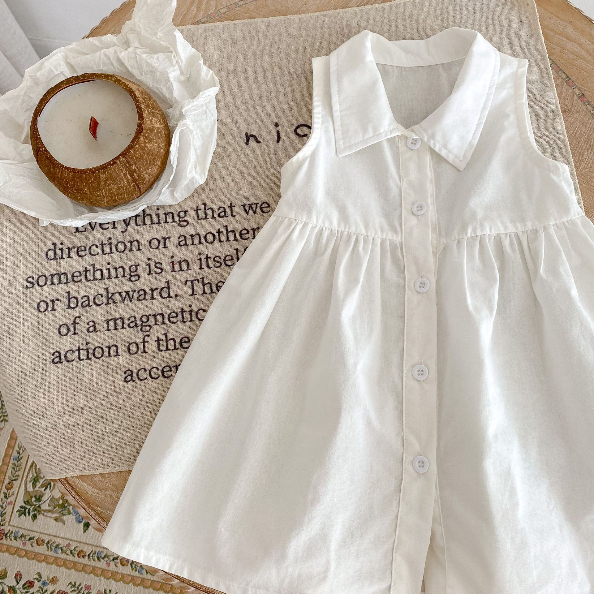 White cotton fashion frock for baby girl