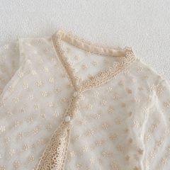Infant Girl Flower Embroidered Pattern Mesh Thin Style Coat Wholesale