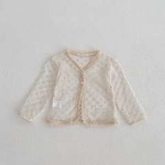 Infant Girl Flower Embroidered Pattern Mesh Thin Style Coat Wholesale