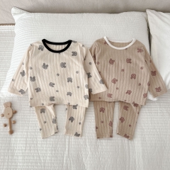 Infant Baby Cartoon Graphic Long Sleeve Soft Cotton Home Clothes Sets Wholesale