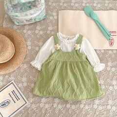 Infant Baby Girl Solid Color Blouses With Fashion Dress Sets Wholesale