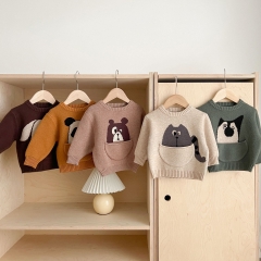Infant Baby Cartoon Patched Design Pullover Knitted Sweater Wholesale