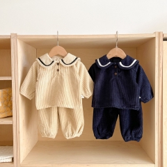 Infant Baby Solid Color College Style Lapel Spring Sets Wholesale