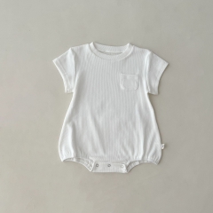 Baby Unisex Solid Color Short Sleeve Cotton Onesies And Sets Wholesale