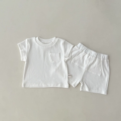 Baby Unisex Solid Color Short Sleeve Cotton Onesies And Sets Wholesale