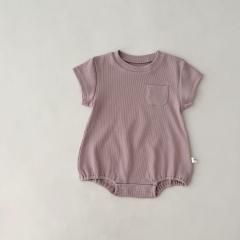 Baby Unisex Solid Color Short Sleeve Cotton Onesies And Sets Wholesale