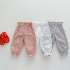 Infant Baby Girl 3pcs Solid Color Thin Style Summer Pants Wholesale