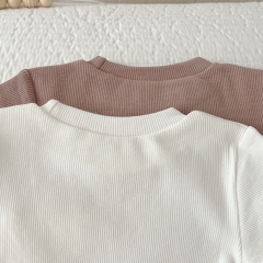 Baby Unisex Solid Color Short Sleeve Cotton Onesies And Sets Wholesale
