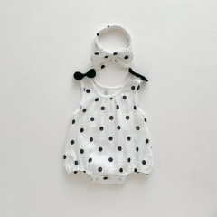 Infant Baby Girl Polka Dot Soft Cotton Sleeveless Onesies Wholesale